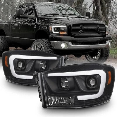 LED Bar Projector Black Headlights lamps For 2006-2009 Dodge Ram 1500/2500/3500 - Image 1 of 4