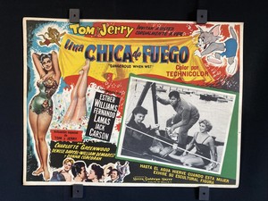 1953~DANGEROUS WHEN WET~Esther Williams~Fernando Lamas~Auth.MX Lobby Card~16"x12