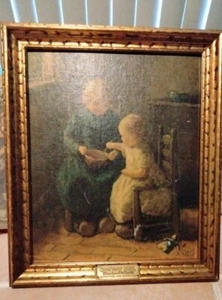 Gemälde No One Day Meal von Bernhardt Posthast selten 1932 ca. Gr. 10 x9 - Bild 1 von 3