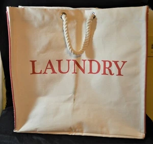 Cynthia Rowley Laundry Bag Hamper Canvas Like Heavy Cotton White Orange Floral - Picture 1 of 10