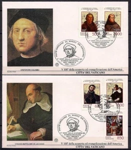 Vatican 1992 Discovery of America Columbus Explorer Map 5v FDC x 2 - Picture 1 of 1