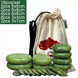 Jadeglasur Hot Stone Massageset Massagegerät Gesundheitsversorgung für Wirbelsäule mit Heiztasche - Bild 1 von 20