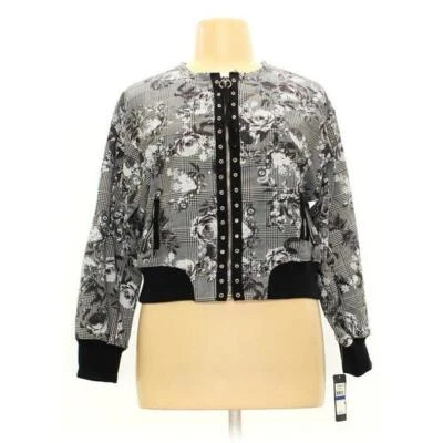 NUEVA CHAQUETA BOMBER $199 NUEVA CON ETIQUETAS RACHEL ROY XL GRIS ROSA CREMALLERA 42" BUSTO POLI VISCOSA Foto 1 de 4