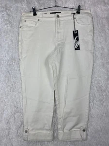 Pantalones de mezclilla capri Nine West End Fit para mujer talla 14 blancos nuevos con etiquetas - Imagen 1 de 10
