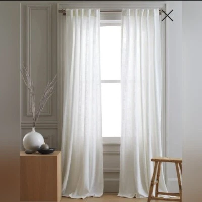¡NUEVO SIN ETIQUETAS! Cortinas blancas transparentes de algodón Quince - ¡Juego de 2 paneles! 48"x108" (F13) Foto 1 de 4