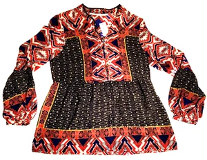 Twelfth Street by Cynthia Vincent Women Silk Top Sz M Southwest Boho NWT $275 - Picture 1 of 9