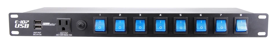 American DJ Eliminator E107 USB Rack Mount 8-Channels Power Center w/2 USB Ports - Image 1 of 2
