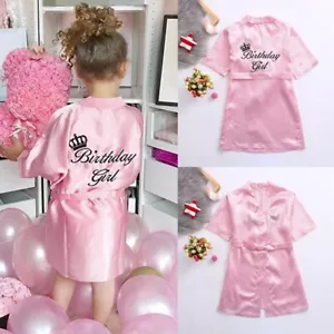 Toddler Baby Solid Girls Robes Silk Satin Birthday Sleepwear Kimono Bathrobe - Picture 1 of 8