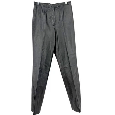 Pantalones de Cuero Negro MIXT Talla 8 Cintura Alta Pierna Recta Forrados Años 90 Y2K Foto 1 de 4