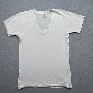 Vintage 90s Hanes Single Stitch V Neck White T Shirt Size M Mens 38/40 - Picture 1 of 7