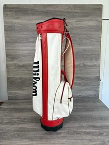 VINTAGE WILSON Staff Professional USA Red Golf Bag 6-Way Rain Cover Leather - Picture 1 of 7
