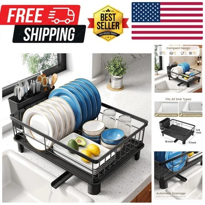 Estante de secado de platos - Estante de platos pequeño para mostrador de cocina, plato de acero inoxidable... Foto 1 de 4