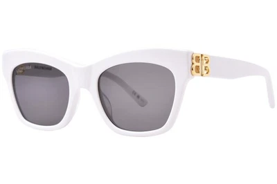 Balenciaga BB0132S 006 Sunglasses Women's White/Gold/Grey Square Shape 53mm - Image 1 of 4