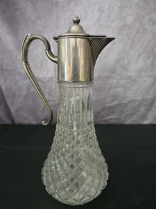Antik Vintage viktorianischer Stil geschliffenes Glas versilbert Claret Krug mit Henkel - Bild 1 von 7