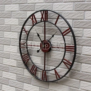 Antique Distressed Skeleton Country Style Metal Oversize Wall Clock 47cm - Picture 1 of 6
