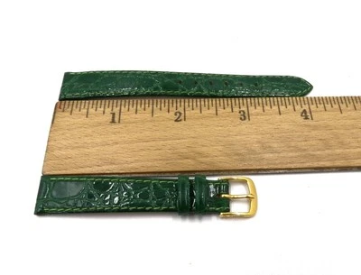 NOS Speidel 14mm/R Green Croco Grain Leather Watch Band Y Buckle 318-630 (B128) - Imagem 1 de 3