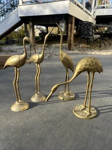 Vintage Mid Century MCM Messing Metall Kranich Reiher Figur 4er Set - Bild 1 von 23