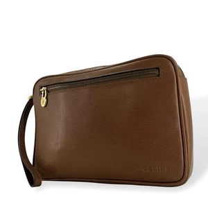Celine clutch bag second bag gold hardware leather brown shipped from Japan - Bild 1 von 24