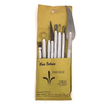 Marc Bellaire Ceramic Tool Kit 8 PC Artist Metal Vintage Liner Cleaner Saw Loop - Image 1 of 4