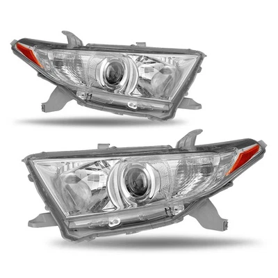 For 2011-2013 Toyota Highlander Chrome Headlights Amber Corner Lamp Pair L+R Set - Image 1 of 4