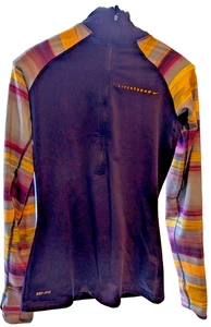 Nike Pro Livestrong 1/4 Zip Long Sleeve Pullover Purple W/Stripes Women's Size M - Picture 1 of 7