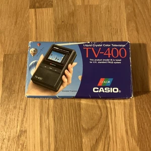 Casio TV-400 Liquid Crystal Mini Colour TV Television Boxed Vtg Black Working - Picture 1 of 8