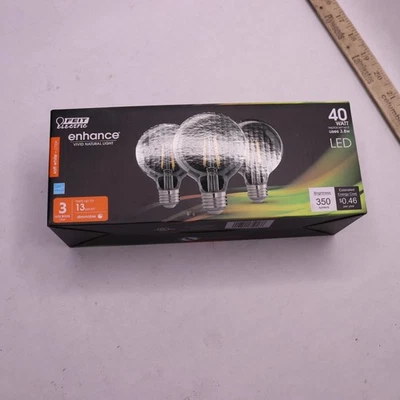 (3-Pk) Feit Electric 40W LED Light Bulbs 350 Lm Soft White G2540/927CA/FIL - Image 1 of 4