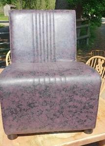 Pair Of Casual Stitched Vynil Purple Armless Chairs - Picture 1 of 5