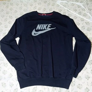 Vtg 90s Nike Black Crewneck Sweatshirt Youth XL Spell Out Swoosh NWOT - Picture 1 of 3