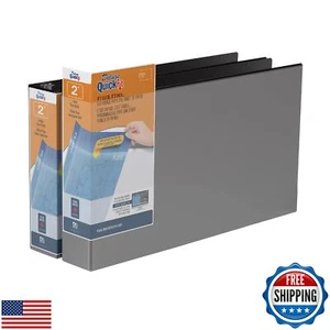 QuickFit Heavy Duty 11 x 17 Inch Spreadsheet View Binder, D Ring, Black, 2 Pa - Picture 1 of 5