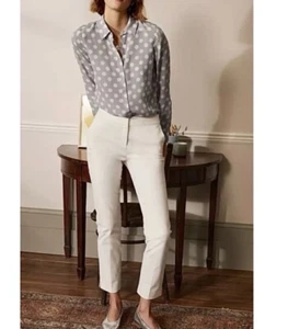 NUEVO CON ETIQUETAS BODEN 100% Seda Camisa Gris/Blanco Lunares Botón Frontal Top Talla 12 Nueva - Imagen 1 de 8