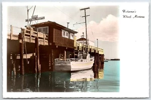 Fisherman's Wharf Boats Fishing Monterey California RPPC hand colored postcard - Picture 1 of 2