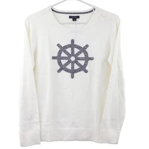 Nautica Damen Schiffsrad Langarmpullover, 1MA Marshmallo, MEDIUM, 59 $ - Bild 1 von 5