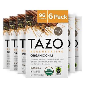TAZO Regenerative Organic Chai Black Tea Bags, 16 Count 16 (Pack of 6) 