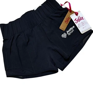 Justice Sport Girls Size S (7/8) Black Mesh Shorts With Attached Panty NWT - Picture 1 of 7