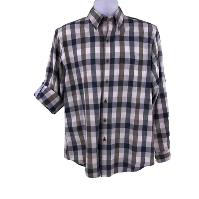 Van Heusen Mens Casual Shirt Olive Navy Plaid *Size Large Button Up Long Sleeve - Image 1 of 4