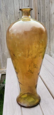 HUGE VIDRIOS SAN MIGUEL 100% Recycled Glass 24” Yellow/Green Floor Vase HANDMADE - Image 1 of 4
