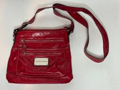 Franco Sarto Red Faux Leather Crossbody Messenger Handbag Purse Adjustable Strap - Image 1 of 4