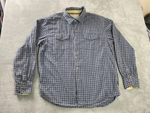Quiksilver Edition Flannel Shirt Men's Large Blue Plaid 100% Cotton Button Front - Picture 1 of 16