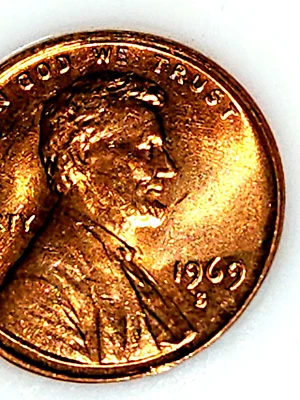 1969-S B UNC RED Lincoln Memorial Penny Strike Doubled Nice! NOT CERTIFIED! - Image 1 of 4