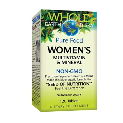 Natural Factors Whole Earth & Sea Pure Food Mujer Multivit & Mineral, 120 Tabs Foto 1 de 4