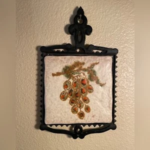 Vintage Semigres Italian Tile & Iron Trivet - Imagen 1 de 6