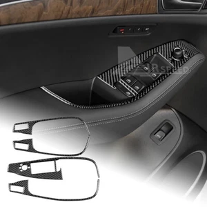 Window Control Switch Button Panel Real Black Carbon Fiber For Audi Q5 2009-2016 - Foto 1 di 7