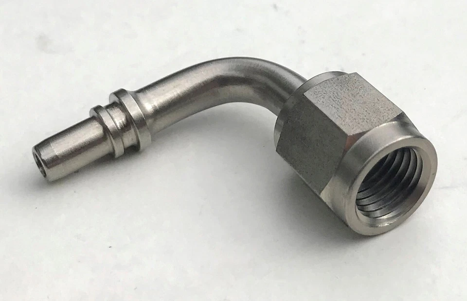 G54 Goodridge 90 degree -4AN 7/16" swept swage hose fitting S6091-04CMP racecar - Image 1 of 1