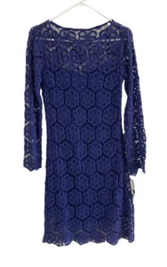 Yoana Baraschi Crochet Dress Bright Blue Long Sleeve Sz 6 Boho Cottagecore NWT - Picture 1 of 10