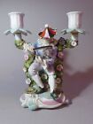 SITZENDORF Porcelain Figural Twin Light Candelabra, 19th Century HARLEQUIN CLOWN