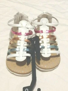 Size 6 Wonder Nation White Rainbow Strap Sandal - Picture 1 of 4