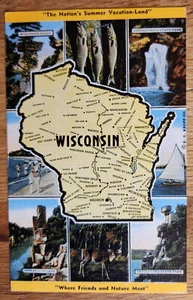 Postal mapa de Wisconsin década de 1940 sin usar E.C. Kropp - Imagen 1 de 1