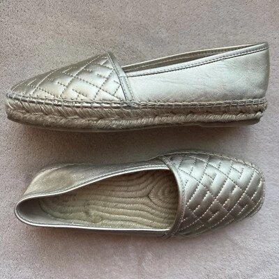 Carolina Herrera CH HC  Gold Metallic Leather  Espadrille Women EU 36 US 5.5 - 6 - Image 1 of 4