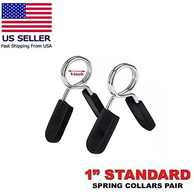Spring Clip Collars Weight Dumbbell Handles for Standard 1-inch Bars Pair - Image 1 of 4